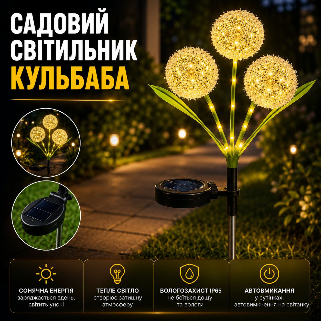 Садовий світильник «Кульбаба»